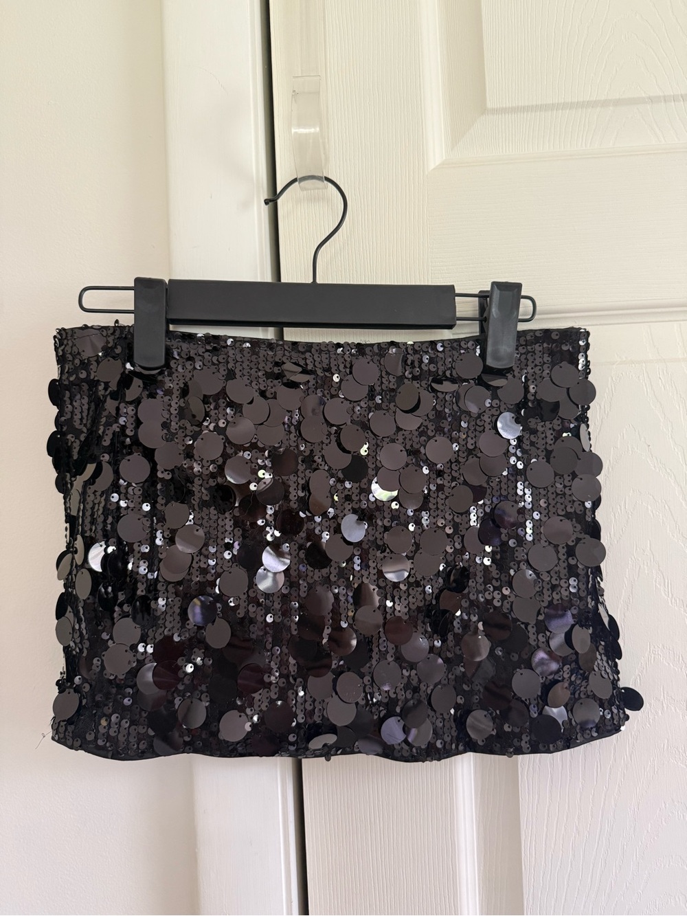 Black Sequin Disc Micro Mini Skirt Stretch Bodycon Party Y2K